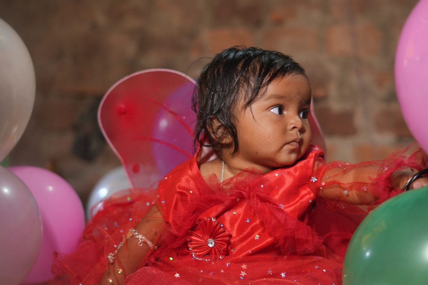 Child portrait at family event